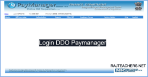 Rajasthan Teachers Web Portal LOGIN DDO PAYMANAGER
