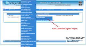 Rajasthan Teachers Web Portal Digital Sign Bill Report