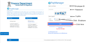 Rajasthan Teachers Web Portal Paymanager Employee Login