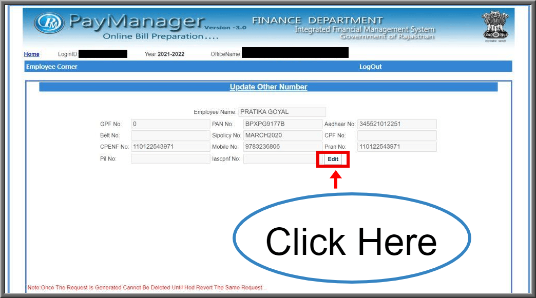 Rajasthan Teachers Web Portal Add SI Number On Paymanager