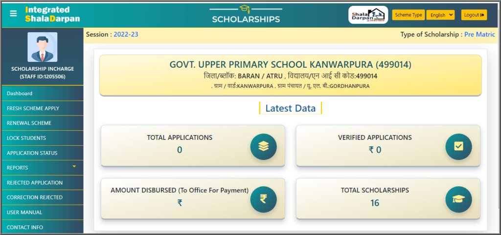 Rajasthan Teachers Web Portal Pre Matric Scholarship Rajasthan