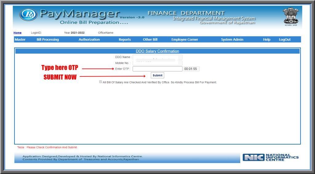 SALARY CONFIRMATION FOR TREASURY