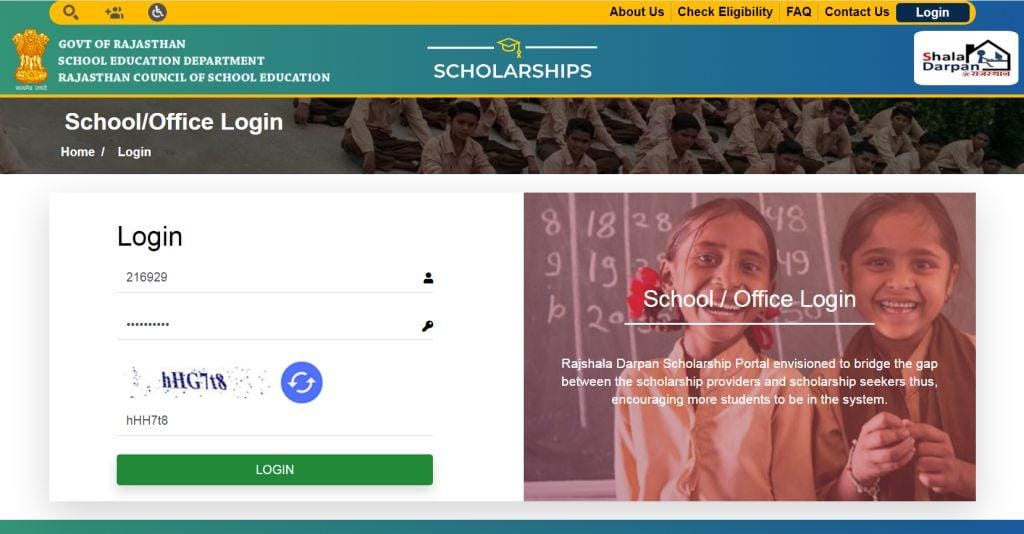 Rajasthan Teachers Web Portal Post Matric Scholarship Rajasthan 2021-2022