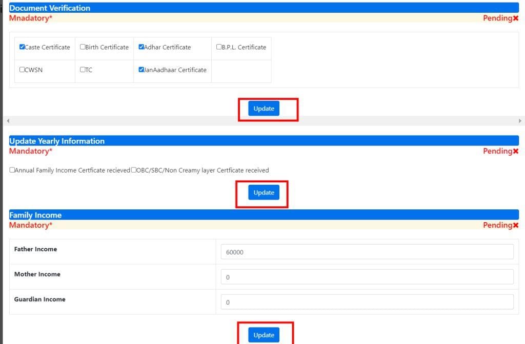 Rajasthan Teachers Web Portal Document Verification, Update Yearly Information, Family Income.