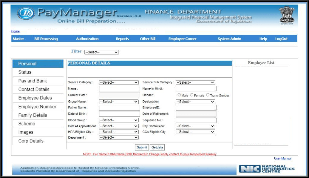 Rajasthan Teachers Web Portal Paymanager