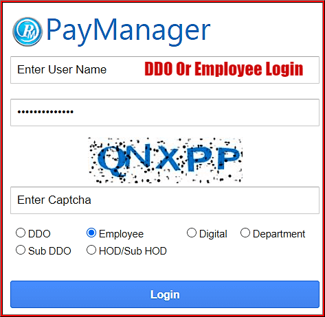 Paymanager में DDO Or Employee Login