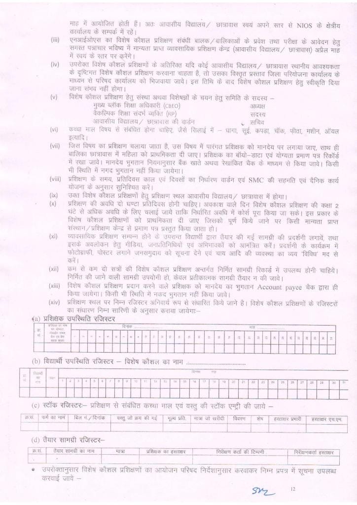 Netaji Subhash Chandra Bose Residential School / Hostel (Class 6 to 8) Admission Guidelines 2023-24