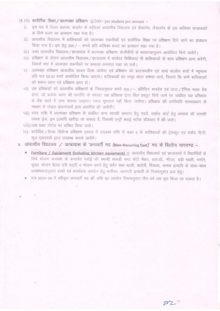 Netaji Subhash Chandra Bose Residential School / Hostel (Class 6 to 8) Admission Guidelines 2023-24
