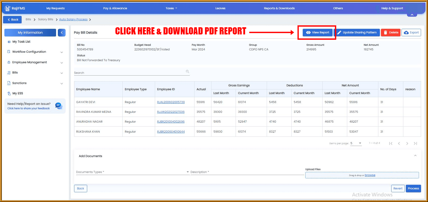 Rajasthan Teachers Web Portal IFMS Salary Bill Preparation