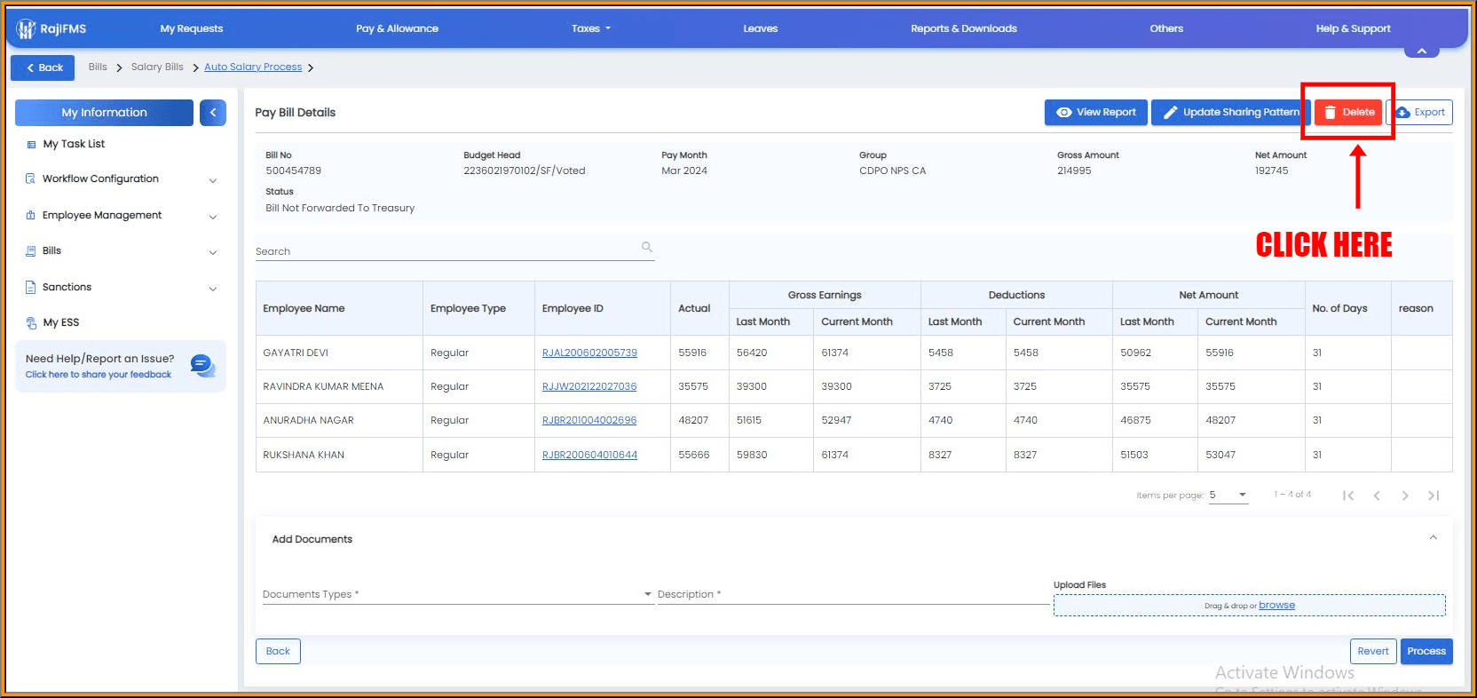 Rajasthan Teachers Web Portal IFMS Salary Bill Preparation