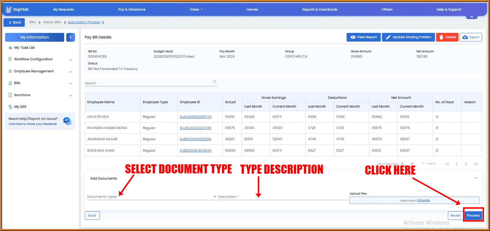 Rajasthan Teachers Web Portal IFMS Salary Bill Preparation