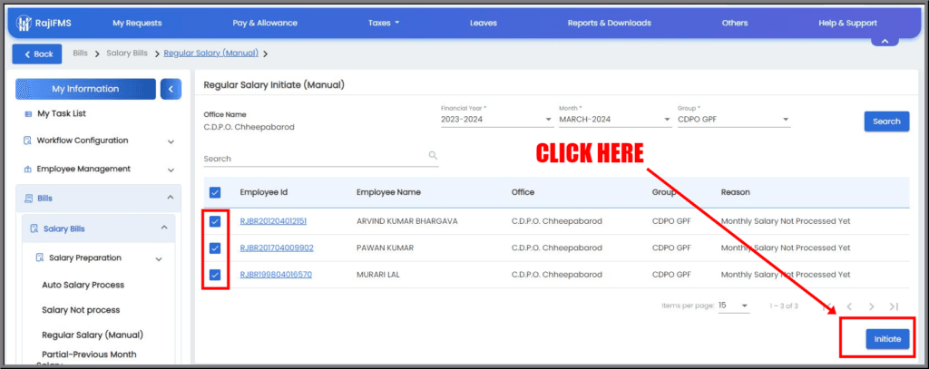 Rajasthan Teachers Web Portal IFMS Salary Bill Preparation