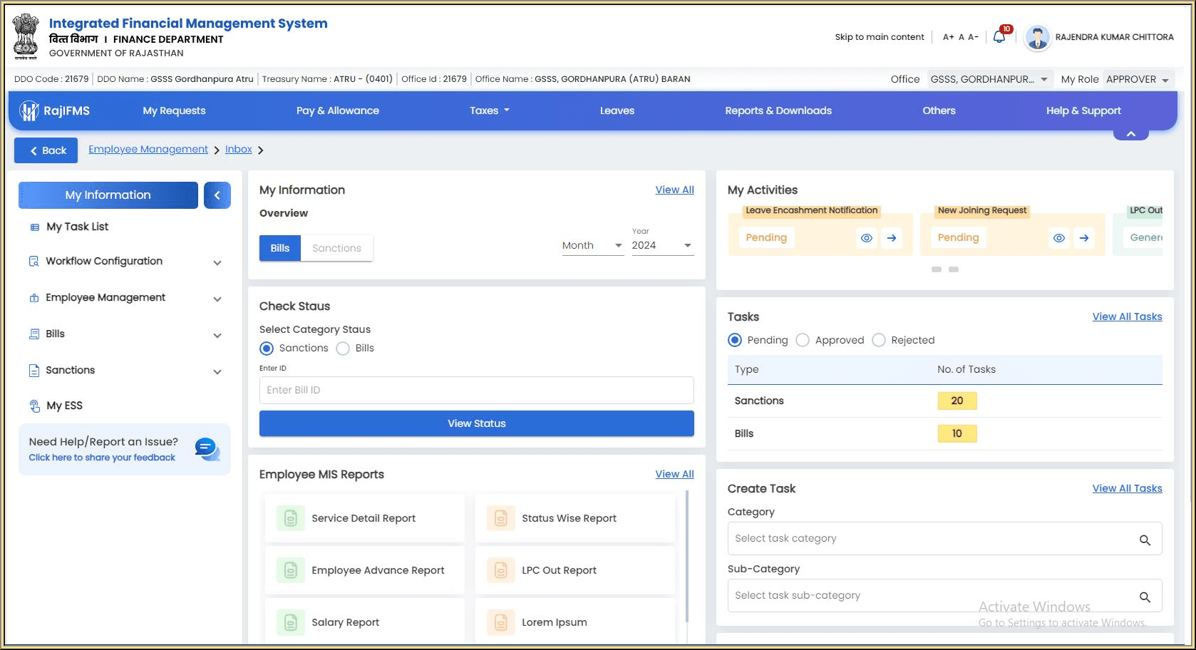 Rajasthan Teachers Web Portal IFMS 3.0 Salary Bill