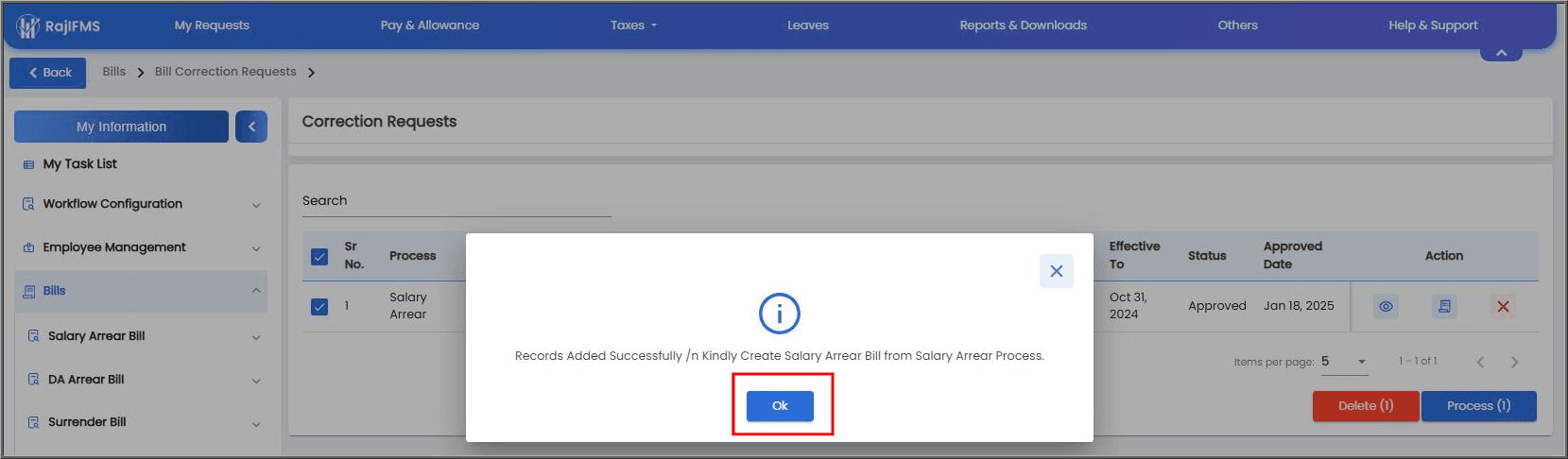Salary Arrear Bill in ifms 3.0